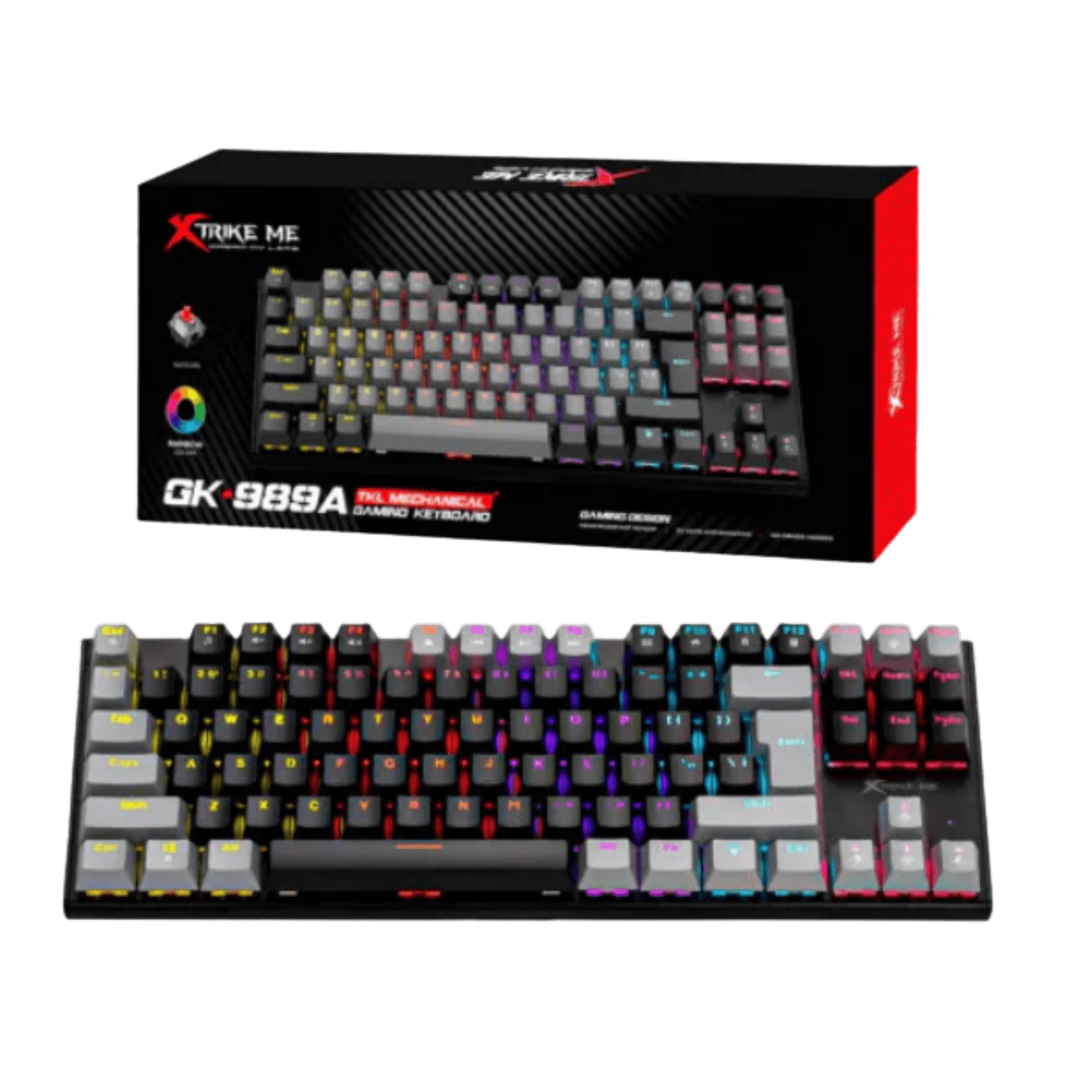 Teclado Mecânico Gamer RGB Xtrike-ME GK-989B Switch Red ANSI Compacto