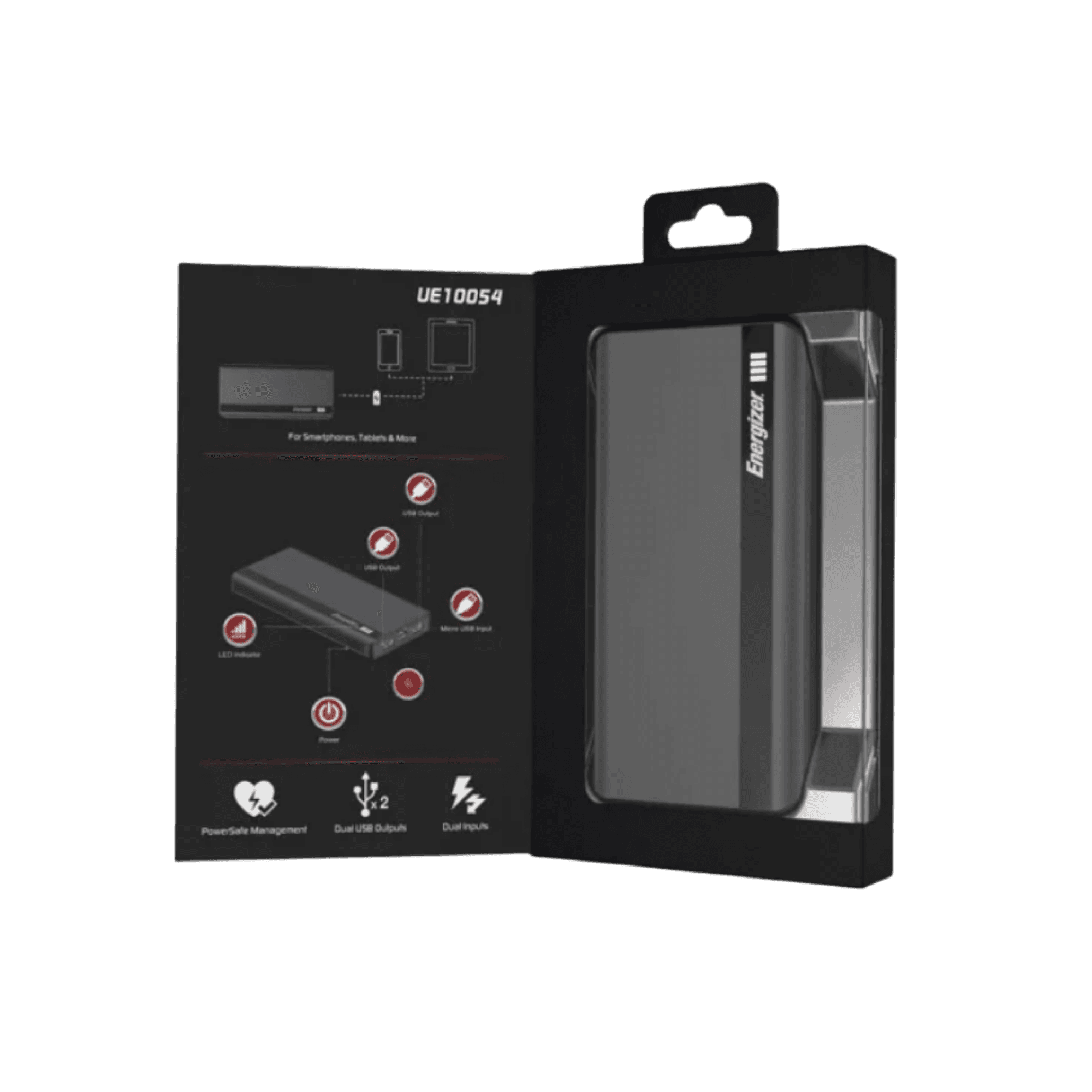 Power Bank 10.000mAh Energizer UE10054 Carregador Portátil USB Duplo