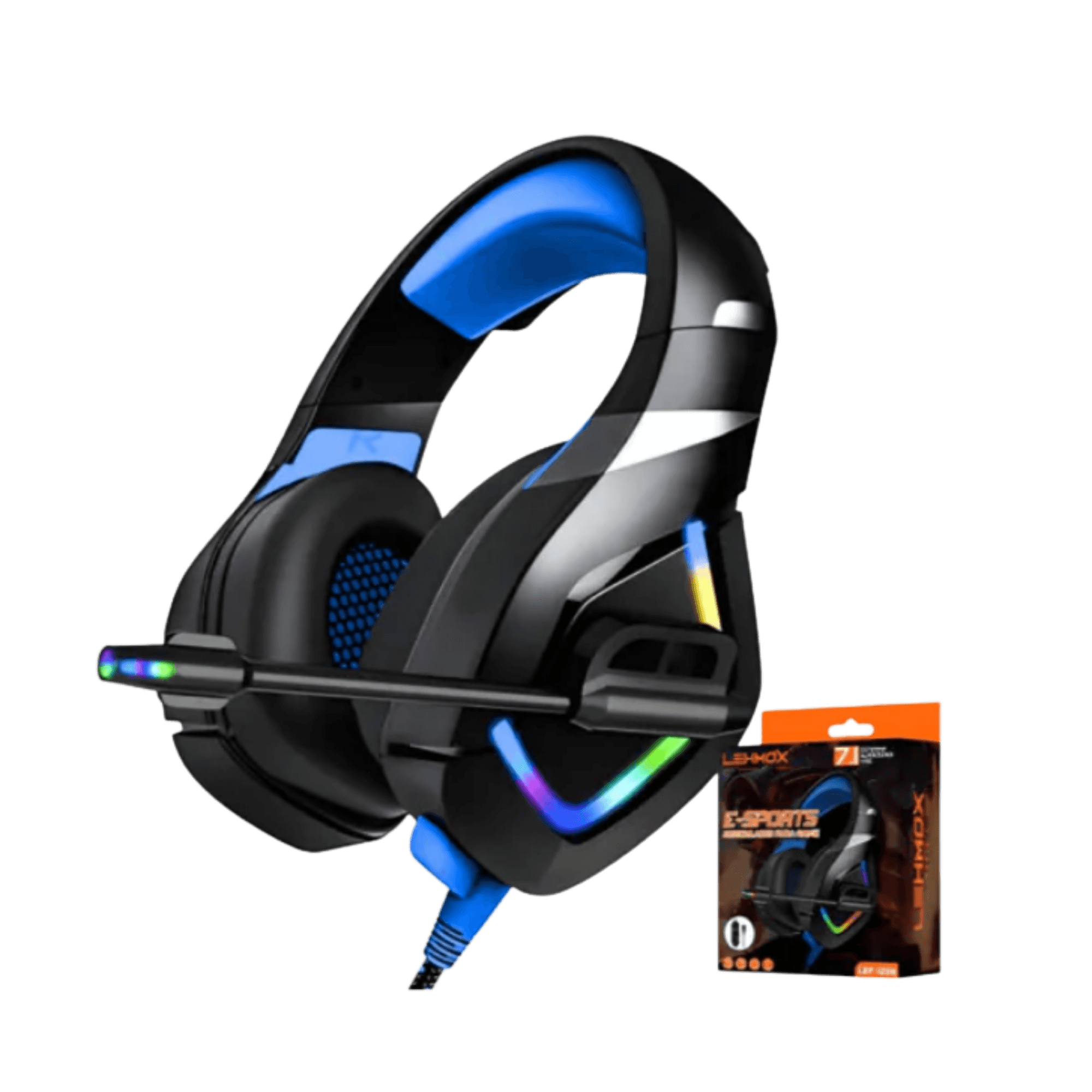 Fone de Ouvido Gamer RGB Lehmox Hyper GT LEF-1209 com Microfone USB Azul
