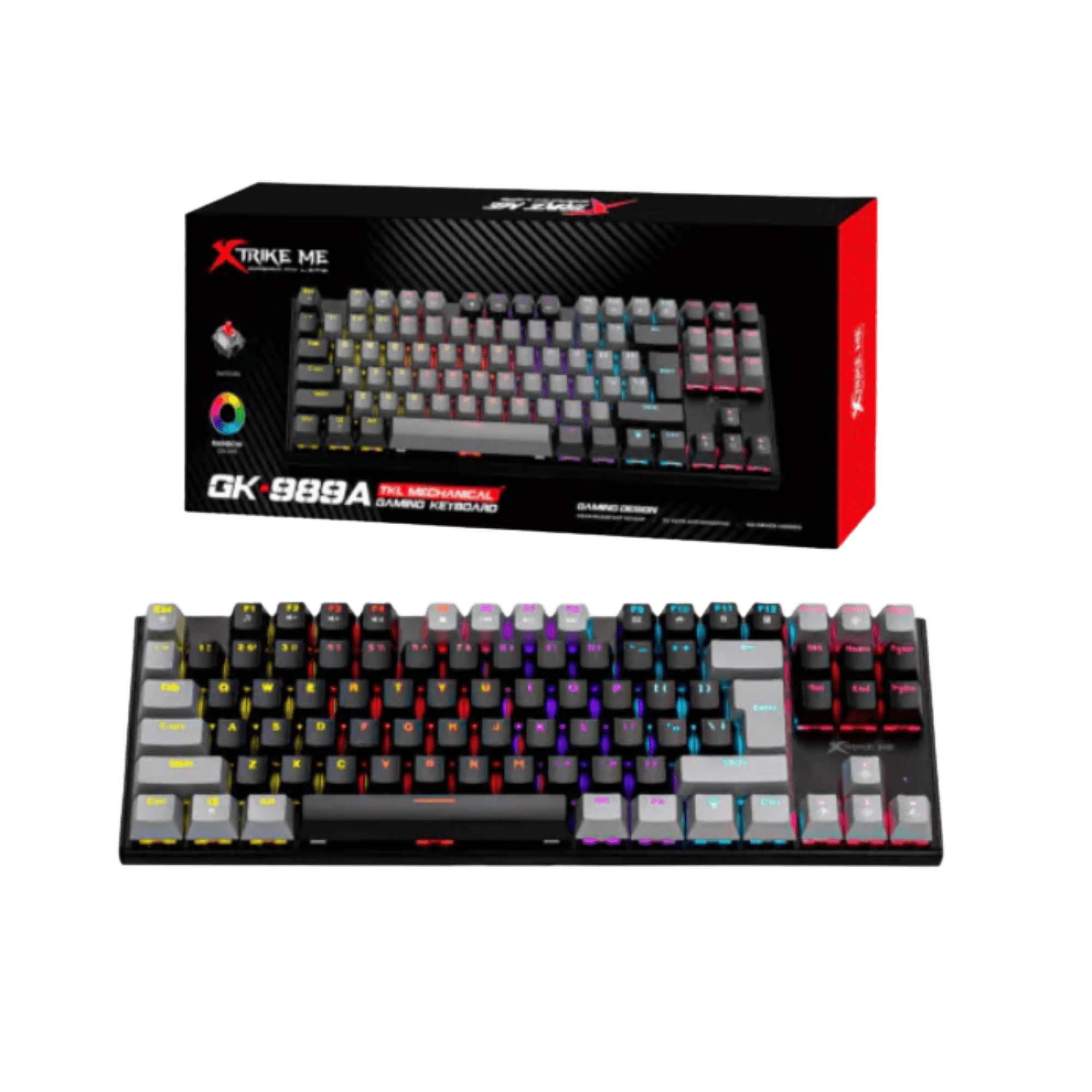 Teclado Mecânico Gamer RGB Xtrike-ME GK-989B Switch Red ANSI Compacto