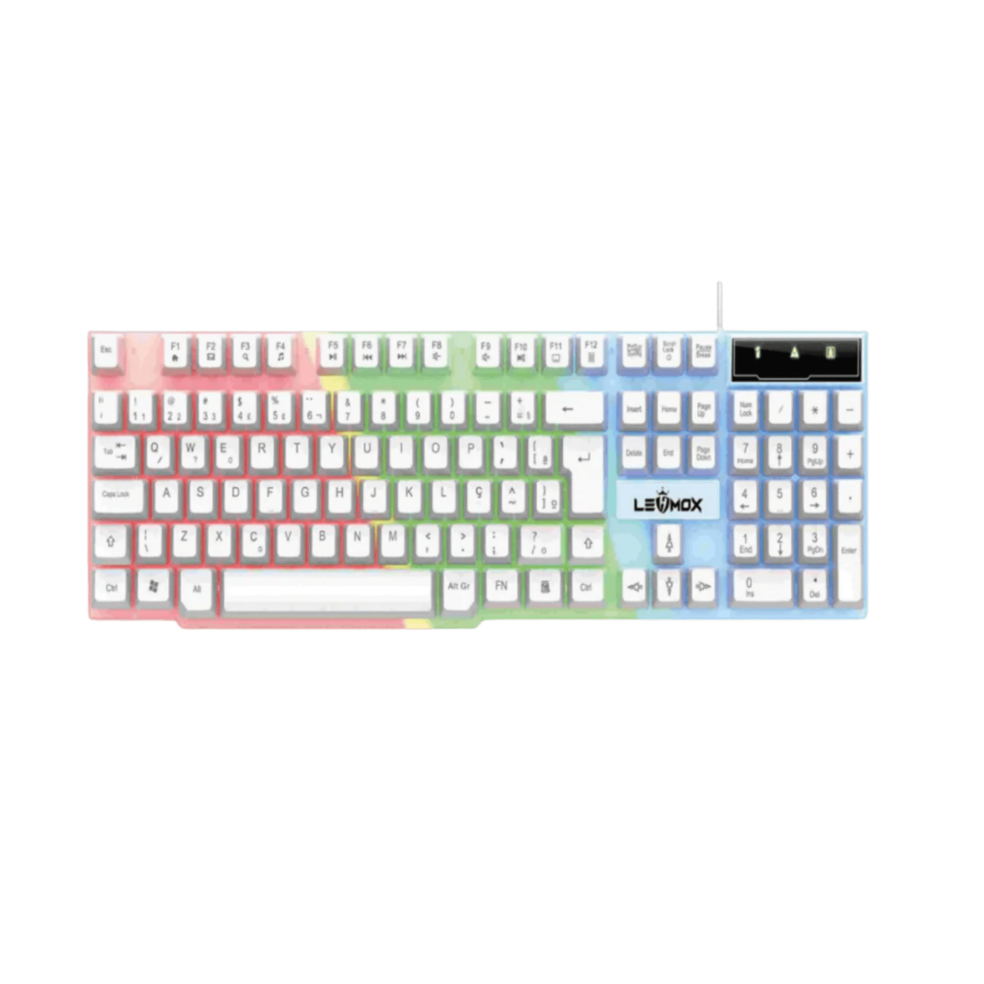 Teclado Gamer Iluminado Branco Lehmox LEY-2085 Semi Mecânico RGB USB